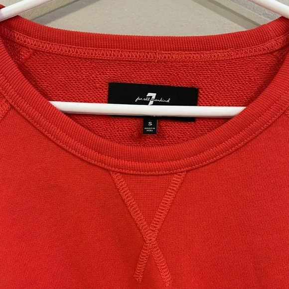 [S]7 For All Mankind Crewneck Flare-Sleeve Crop French Terry Sweatshirt- NWOT - Picture 4 of 12